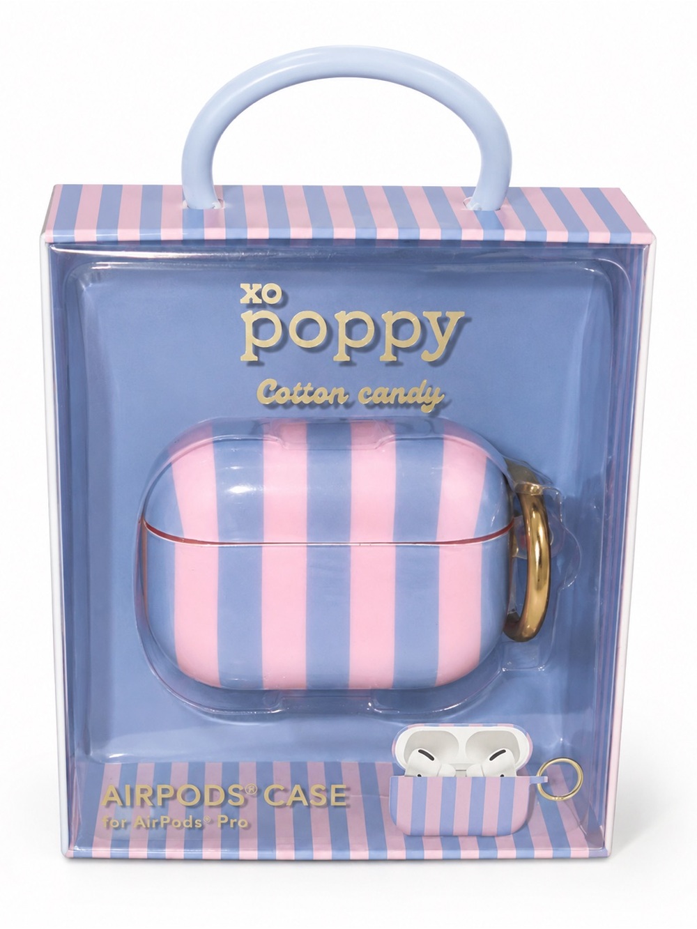 XO Poppy NWT AirPods Pro Case Cover Cotton Candy Pink Striped Wireless Charge